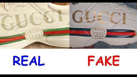 rhyton gucci logo leather sneaker fake vs real|gucci rhyton sneakers mickey mouse.